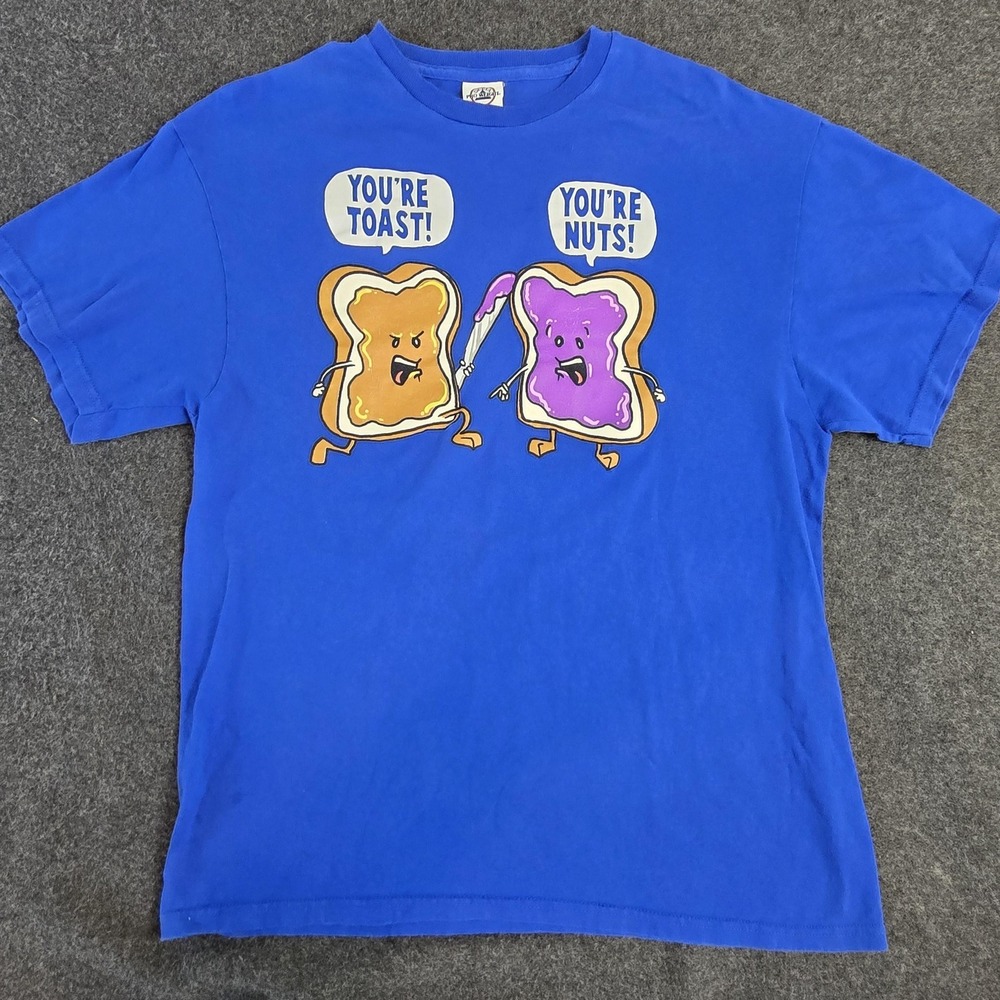 Youre Toast Youre Nuts Shirt Mens Large Funny Peanut Butter Jelly Graphic Tee